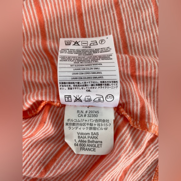 3/25 Orange sStriped Spaghetti Strap Volcom Tank Top - Picture 8 of 9